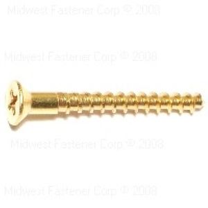 Midwest Fastener #8 x 1-1/2 in. Phillips Flat Head Brass Wood Screwimage
