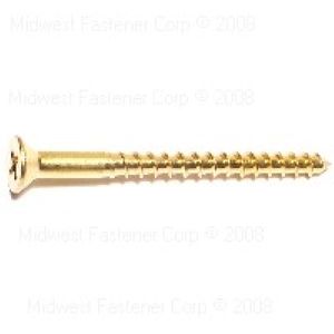 Midwest Fastener #8 x 2 in. Flat Head Phillips Brass Wood Screwimage