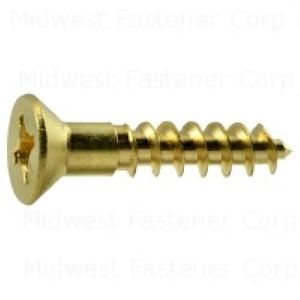Midwest Fastener #10 x 1 in. Phillips Flat Head Brass Wood Screw, 10-Packimage