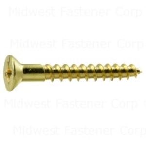 Midwest Fastener #10 x 1-1/2 in. Phillips Flat Head Brass Wood Screwimage