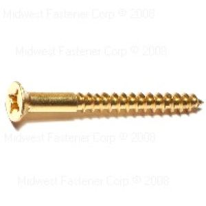 Midwest Fastener #10 x 2 in. Phillips Flat Head Brass Wood Screw, 10-Packimage