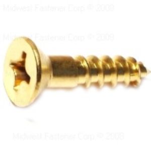 Midwest Fastener #12 x 1 in. Phillips Flat Head Brass Wood Screwimage