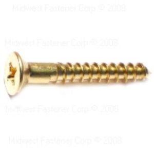 Midwest Fastener #12 x 1-1/2 in. Phillips Flat Head Wood Screw, Brass, 8-Packimage