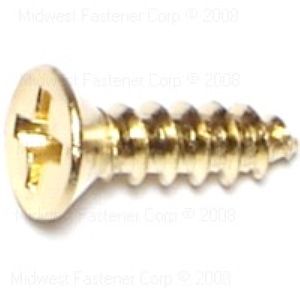 Midwest Fastener #6 x 1/2 in. Phillips Flat Head Brass Sheet Metal Screwimage