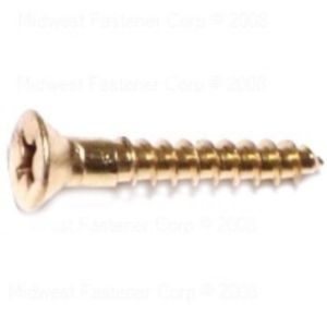 Midwest Fastener #6 x 7/8 in. Phillips Flat Head Brass Wood Screwimage