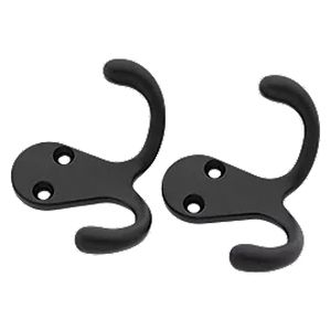 National Hardware 7529134 Double Clothes Hook, Matte Blackimage