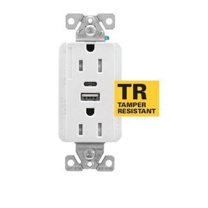 Eaton Wiring Devices TRUSBAC15 Duplex Receptacleimage