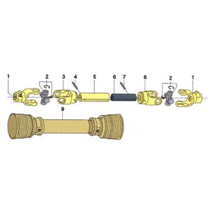 Eurocardan PTO Shaft, Series 6 1-3/4-20 spline x 1-3/4-20 spline with a slip clutchimage