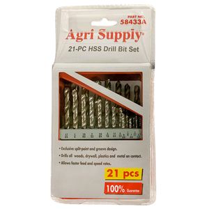 twist drillbit 21pc hss 1/16-3/8image