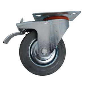 Total Brake Gray Rubber Caster - 4 in. x 1-1/8 in.image