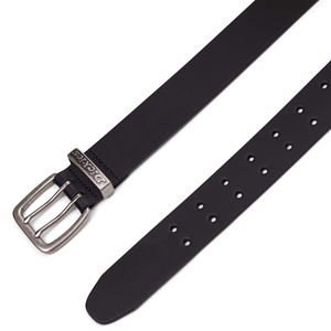 Double Prong Black Leather Belt, XL, 42-44 Waistimage