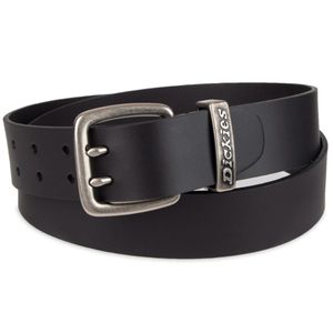 Double Prong Black Leather Belt, 3XL, 50-52 Waistimage