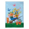 Floral Wheelbarrow Garden Flag