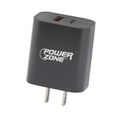 PowerZone Black Dual USB and Type-C Wall Charger