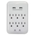 PowerZone 6-Outlet 2-Port 3.4A 1200J USB Charger with Surge Protection