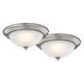 Boston Harbor 13 in. Brushed Nickel LED Flush Mount Ceiling Light Fixture, 2-Pack