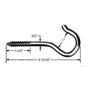 Hindley 40470 Round Bend Screw Hook 0 GAUGE