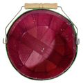 2 Quart Round Basket Dyed Red with Green Bands & Handle