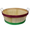 1/2 Bushel Natural Tub, Red Top/Green Bottom Bands/Handle