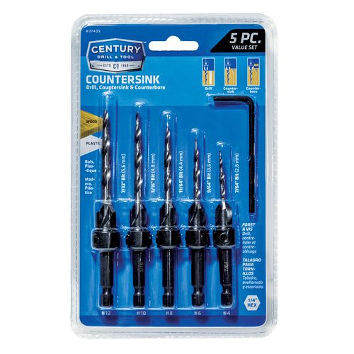 Century® 5 Piece Taper Countersink Drill Bit Set
