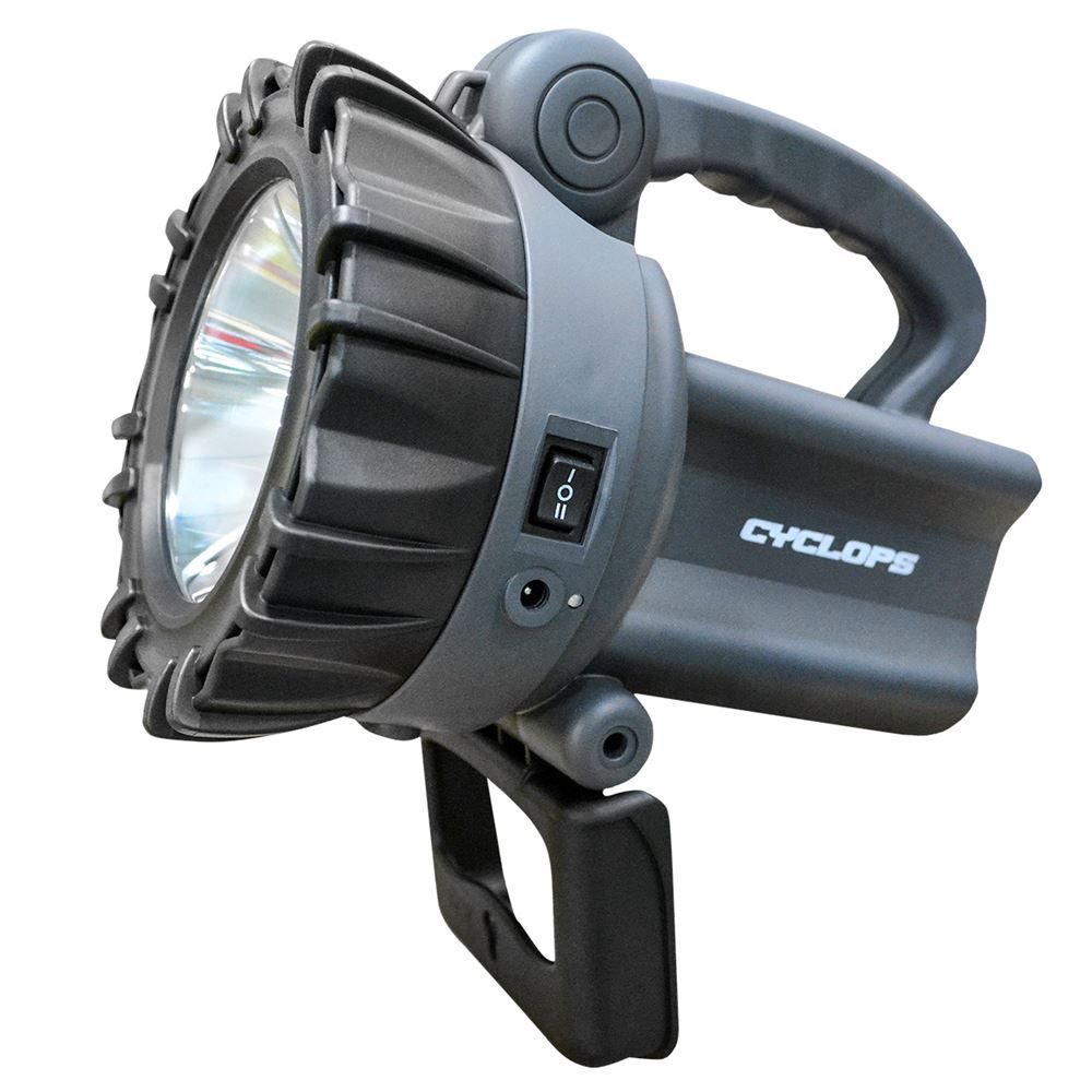 cyclops rechargeable flashlight 4500 Lumen Portable Handheld REVO Spotlight with Car Charger/Adapter : Tools & Home Improvement When chores run long after dark or storms knock the power out Cyclops Revo 4500 Spotlight