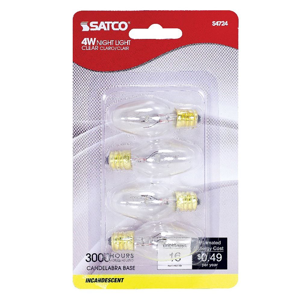 Clear Night Light Bulb 4W - 4 Pack
