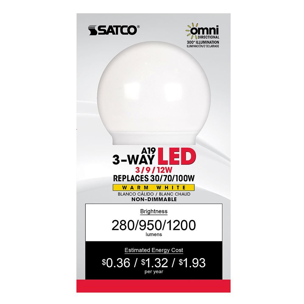 Frosted White LED 3-Way Bulb 3W/9W/12W