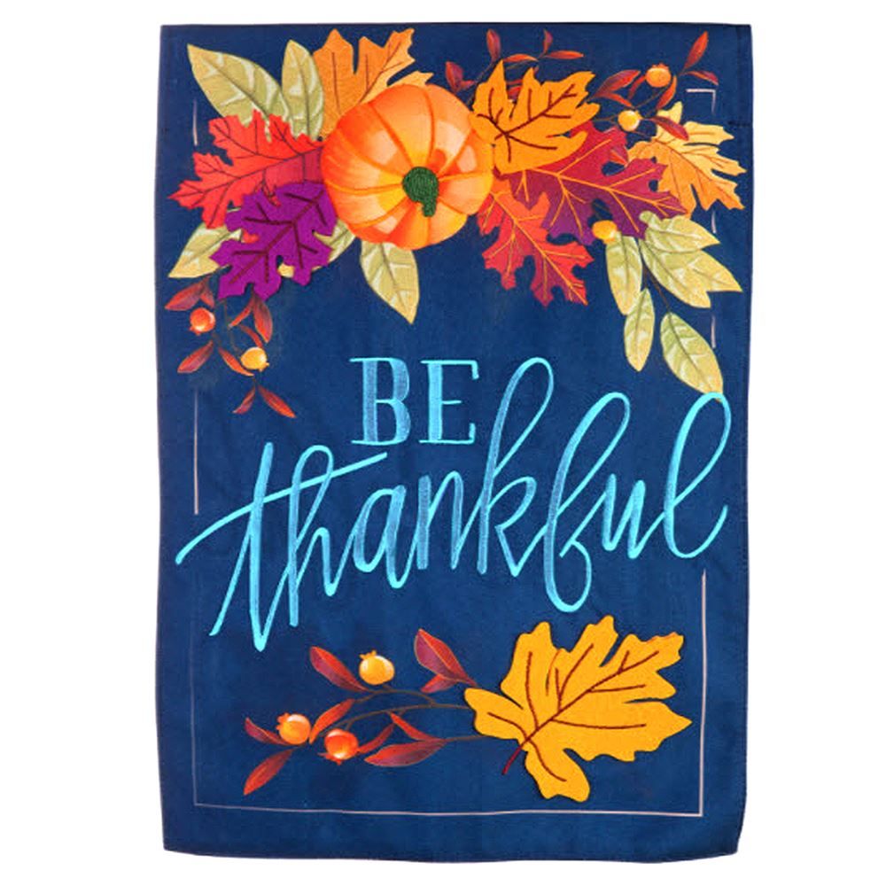Be Thankful Linen Garden Flag