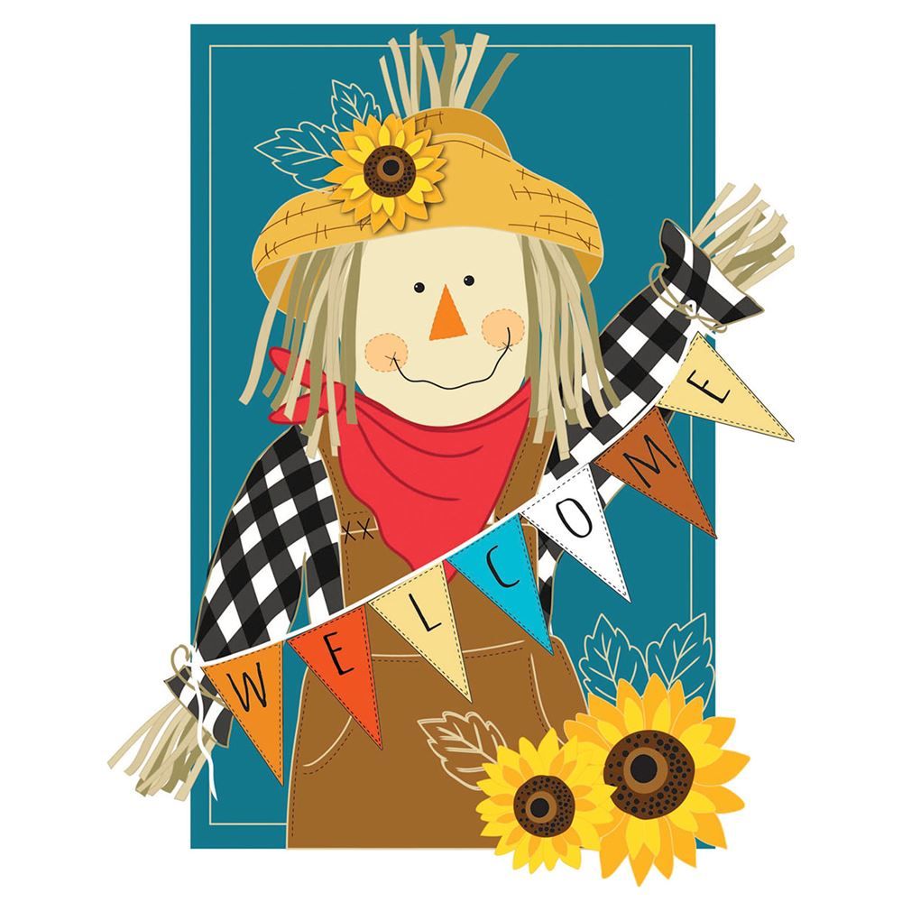Scarecrow Welcome Garden Flag