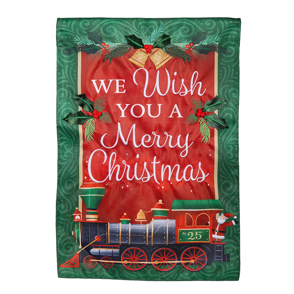 christmas train garden flag