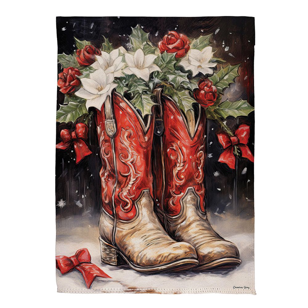 cowboy boots garden flag