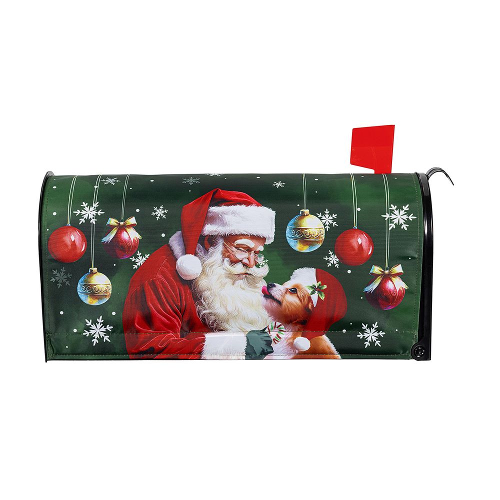 santa snow puppy mailbox cover