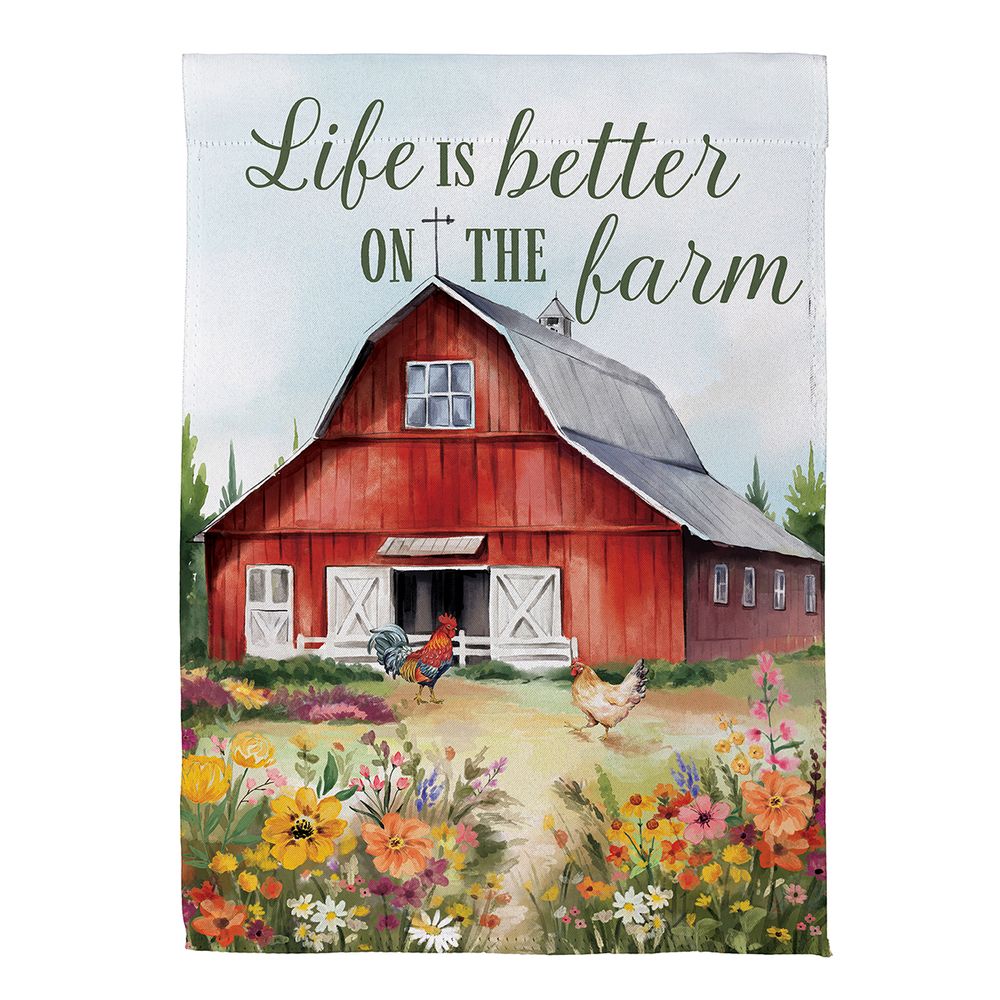 Life Is Better Suede Farm Garden Flag