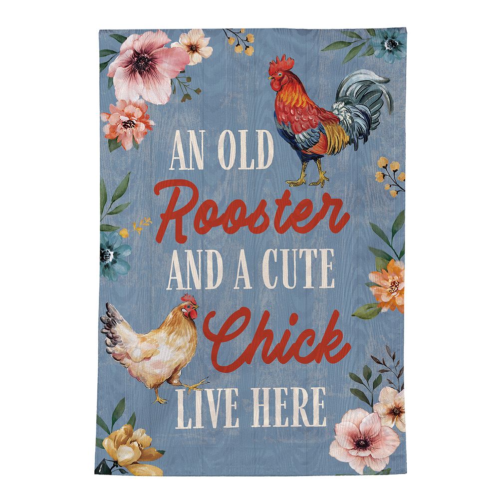 Rooster and Chick Garden Flag