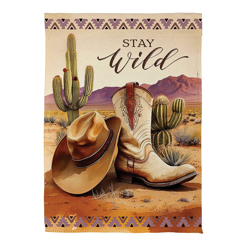 cowboy boots and hat garden flag