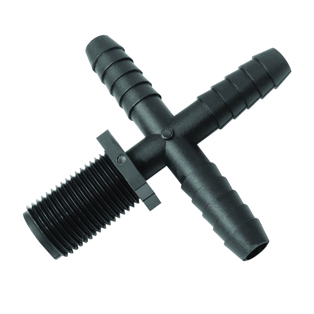 Green Leaf 3/8 in. Barb x 11/16 in. Male Union Polypropylene Cross Fitting