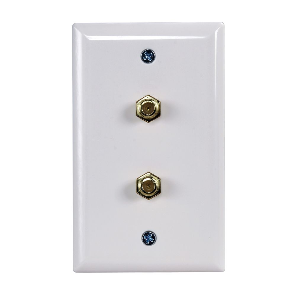 Zenith Dual Coaxial Cable Wall Jack, White