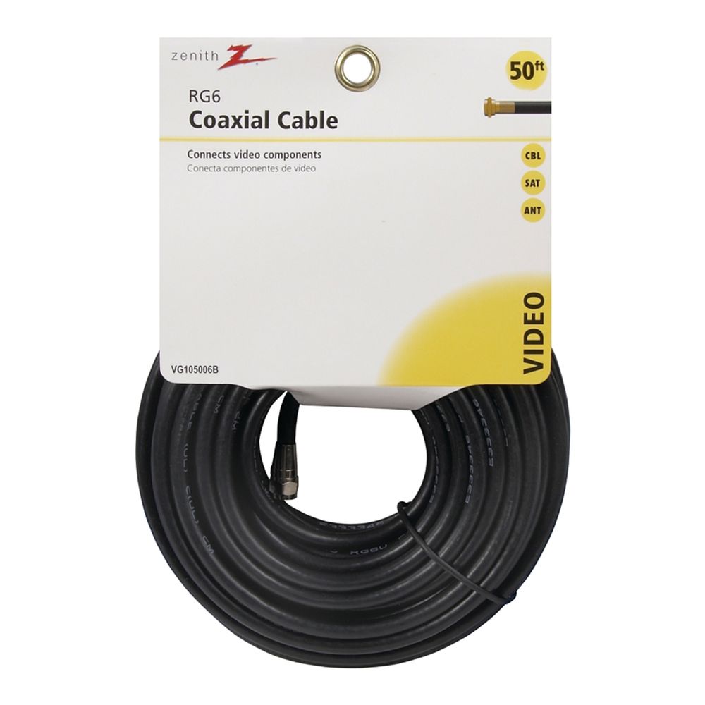 Zenith 50 ft. RG6 Coaxial Cable with F-Connectors