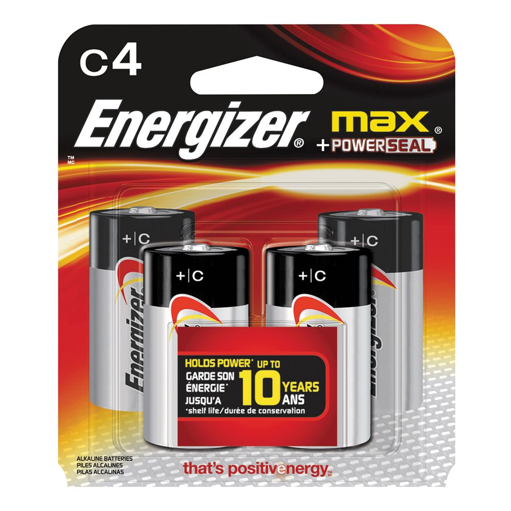 Energizer C Alkaline Batteries, 4-Pack