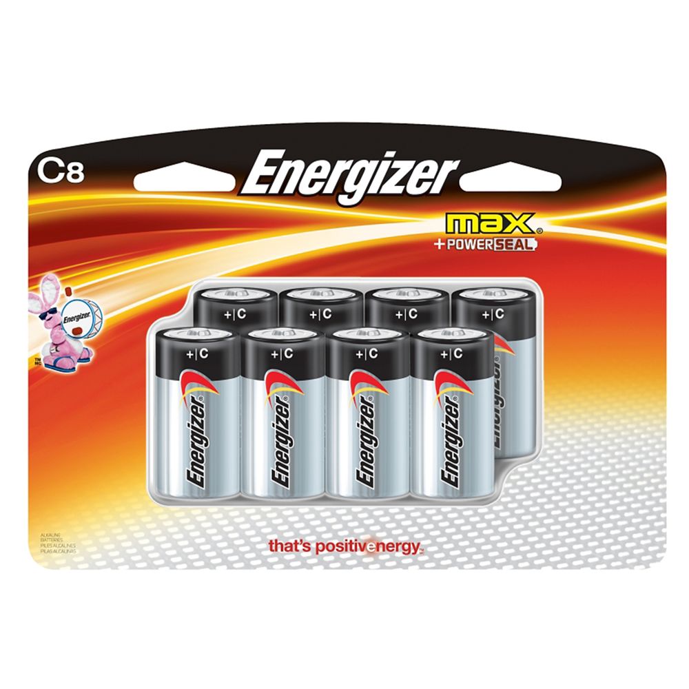 Energizer C Alkaline Battery, 8-Pack