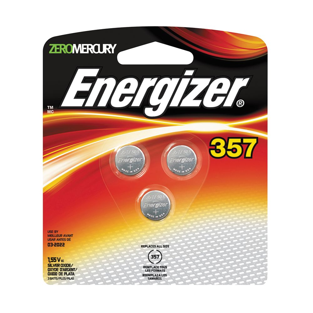 Energizer 357 1.5 V Silver Oxide Coin Cell Battery, 3-Pack