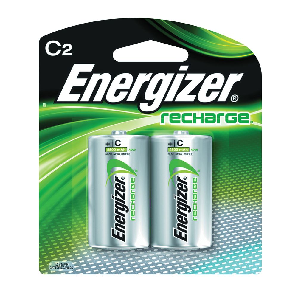 Energizer C Rechargeable NiMH Batteries, 2-Pack