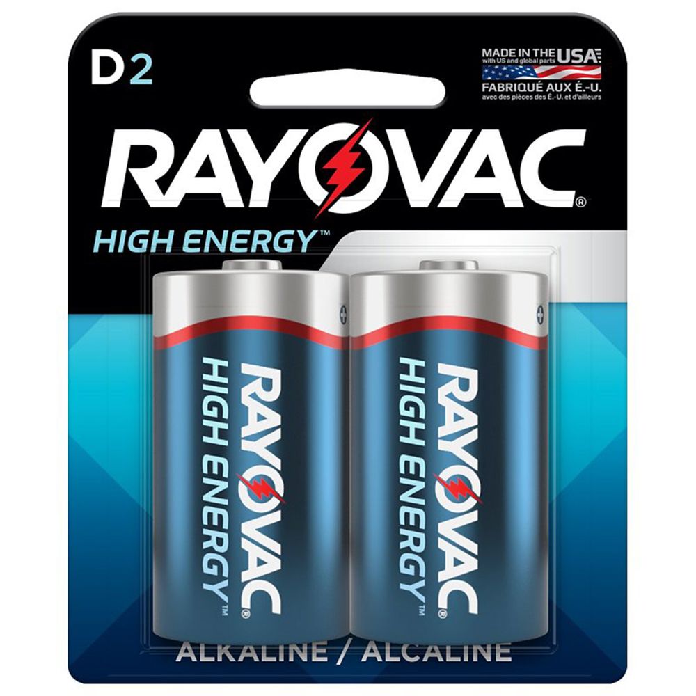 Rayovac High Energy D Alkaline Batteries, 2-Pack