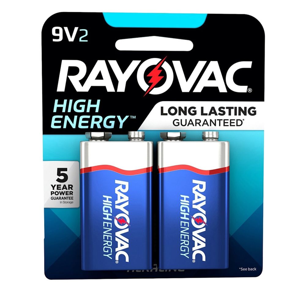 Rayovac High Energy 9V 750 mAh Alkaline Batteries, 2-Pack