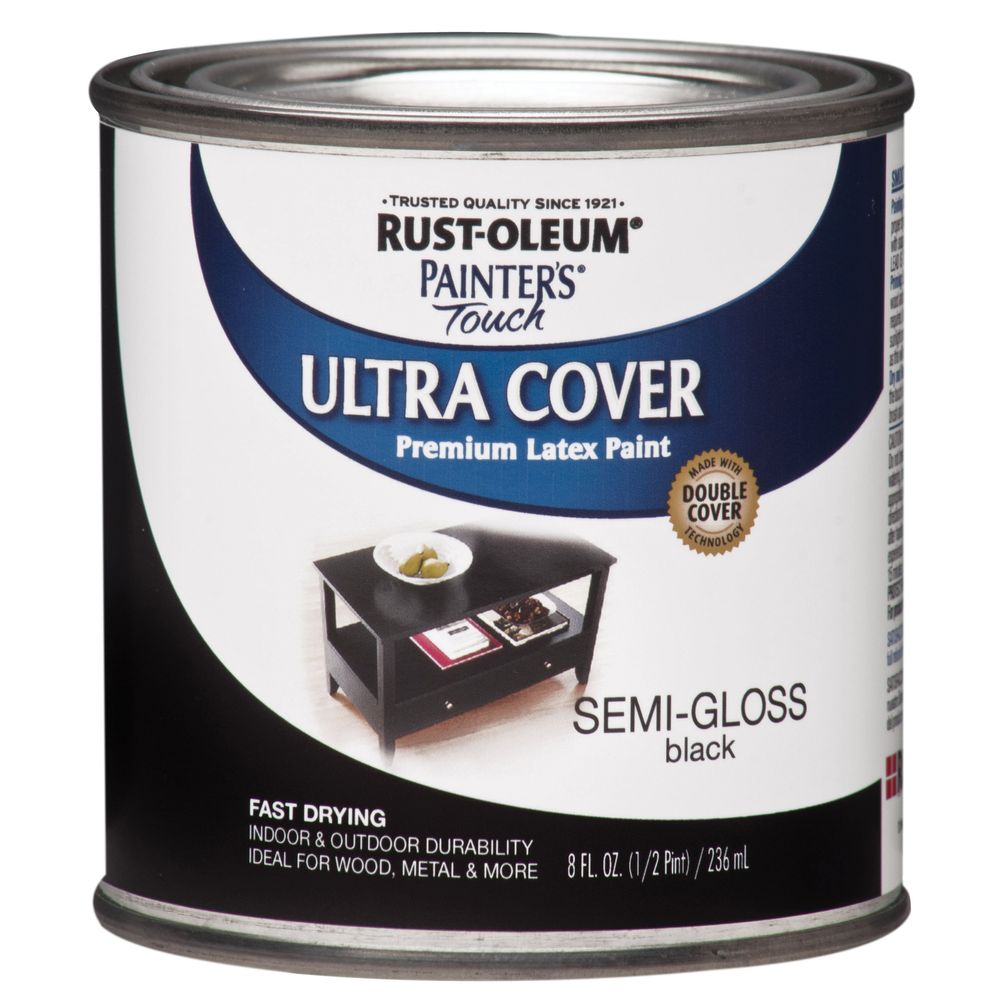 Rust-Oleum 1/2 pt. Semi-Gloss Black Painters Touch Latex Enamel Paint