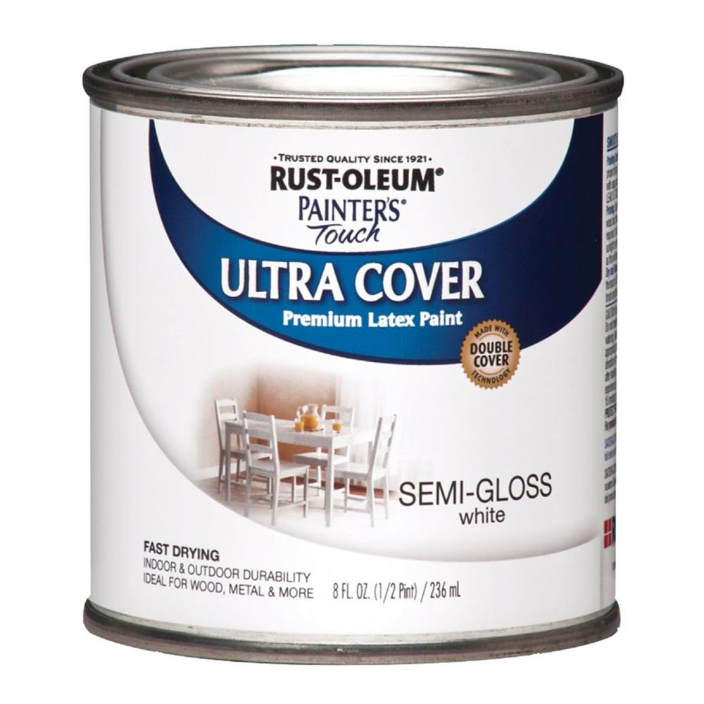 Rust-Oleum 1/2 pt. Semi-Gloss White Acrylic Latex Paint