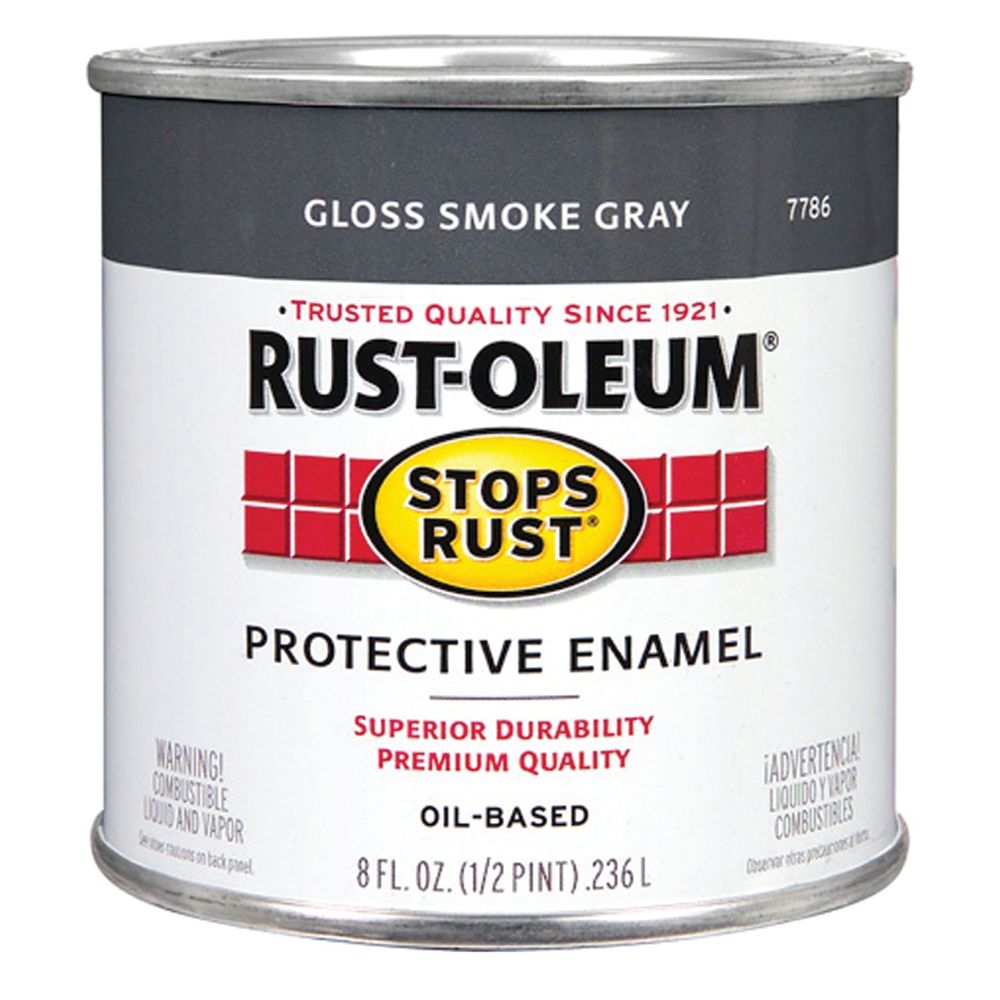 Rust-Oleum 1/2 pt. Gloss Smoke Gray Stops Rust Protective Enamel Paint