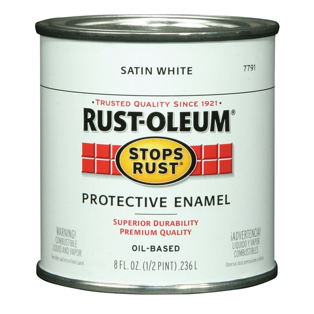 Rust-Oleum 1/2 pt. Satin White Stops Rust Protective Enamel Paint