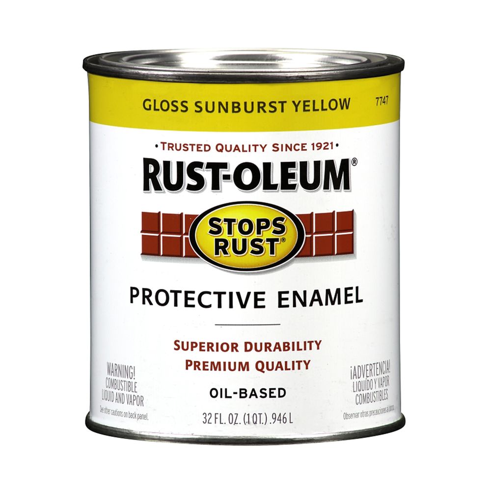 Rust-Oleum 1 qt. Gloss Sunburst Yellow Stops Rust Protective Enamel Paint