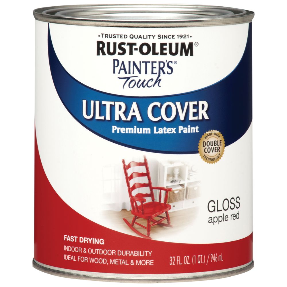 Rust-Oleum 1 qt. Painters Touch Ultra Cover Apple Red Gloss Latex Enamel Paint